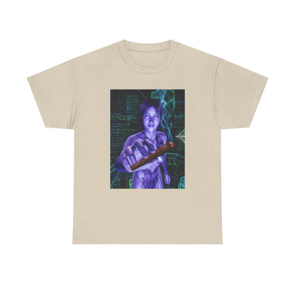 AI Cyber Girl Offering Blunt Tee