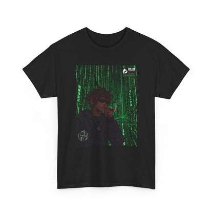 Anime Character Smoking Cigar In Matrix Tee