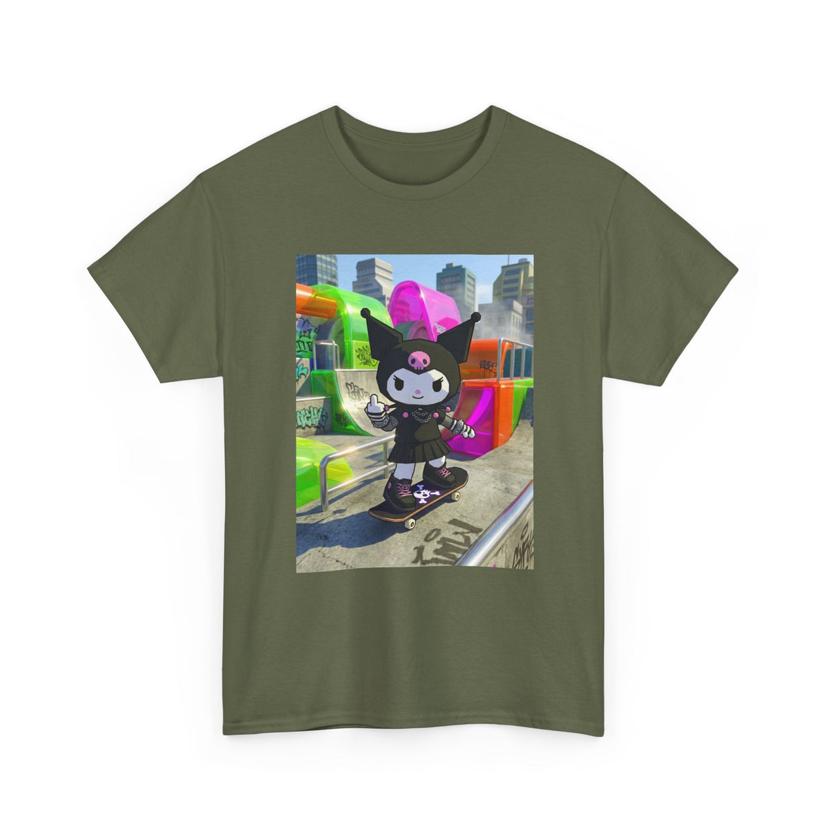 Skater Kuromi Giving The Finger Tee