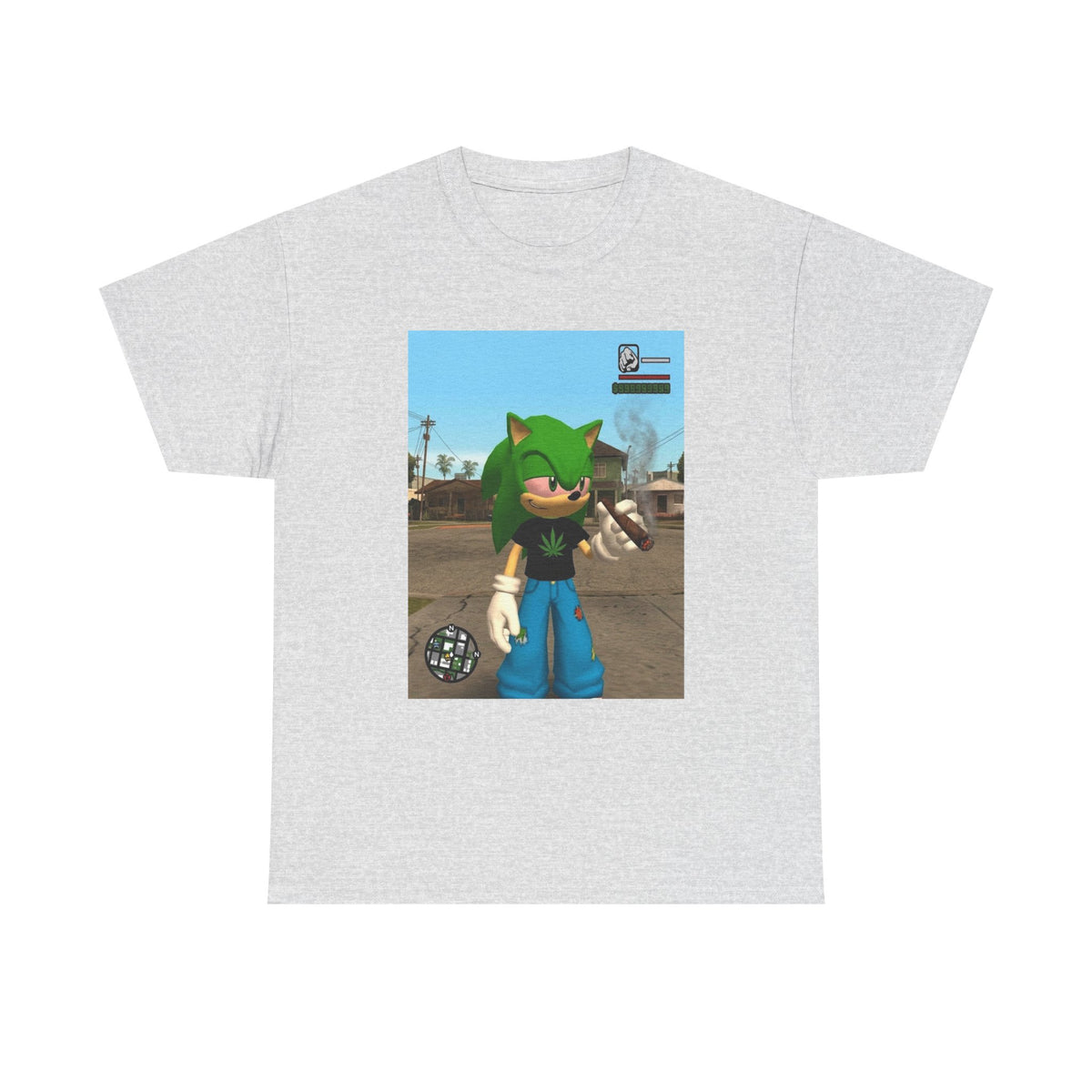 Green Hedgehog Smoking Blunt In San Andreas Tee