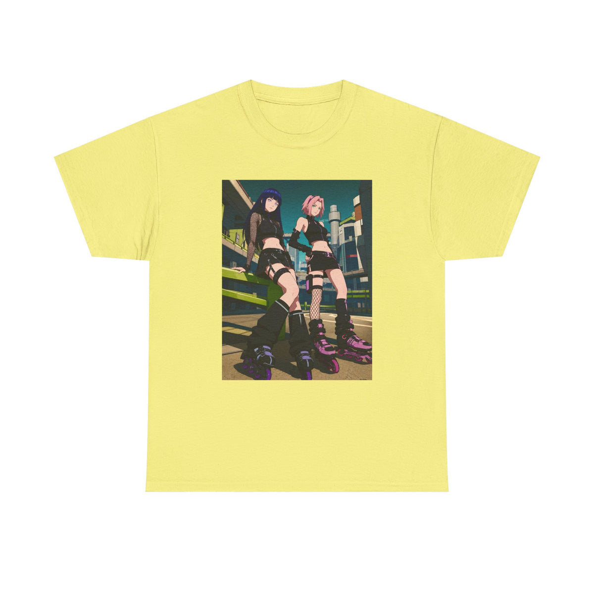 Anime Rollerblade Duo On City Street Tee