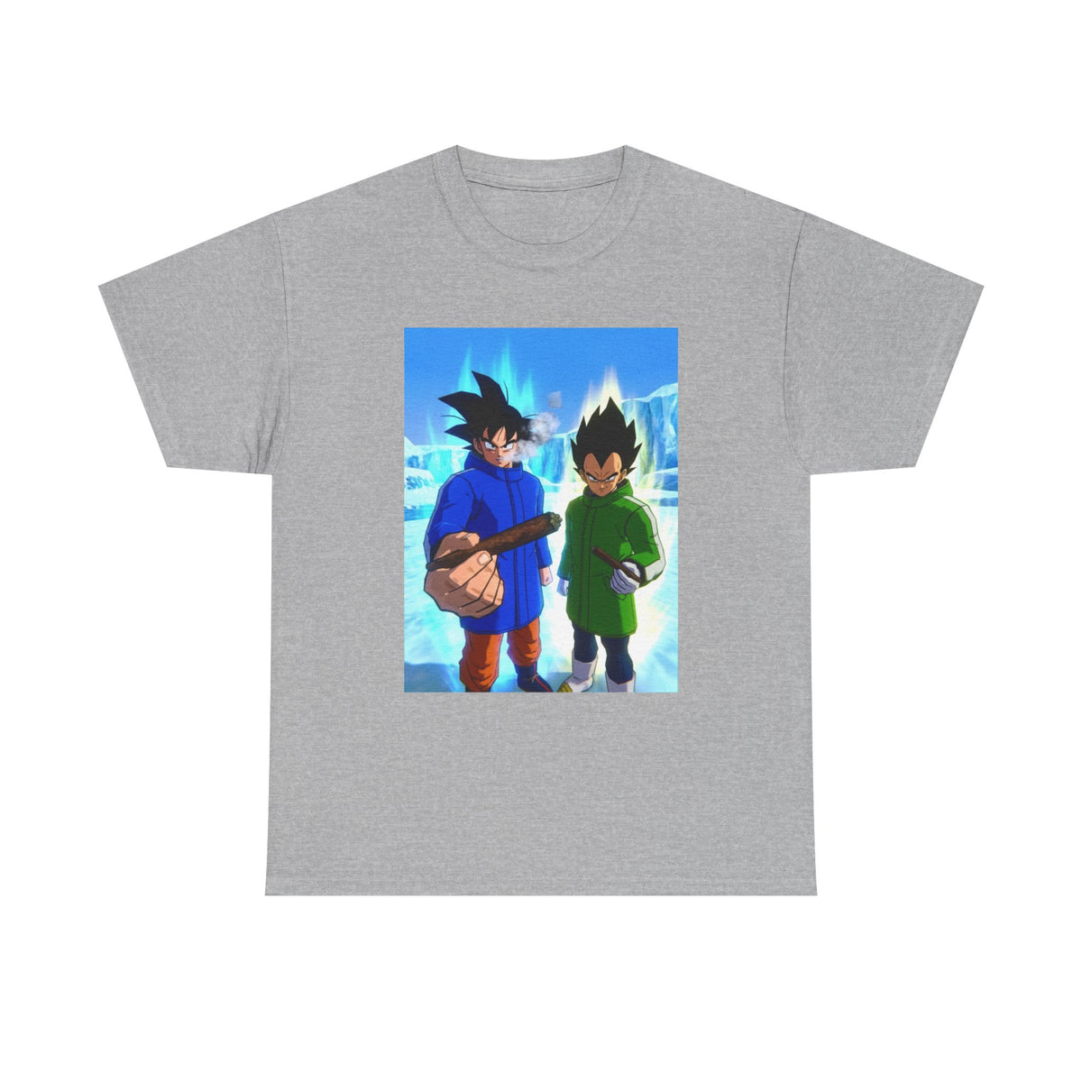 Goku And Vegeta Smoking In Snowy Scene Tee