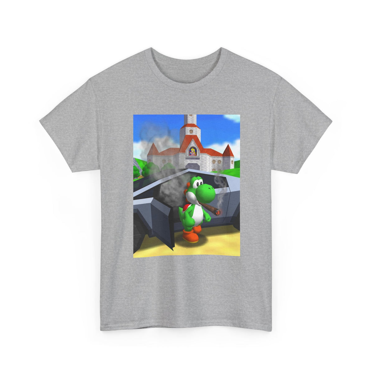 Yoshi Puffing Blunt At Peach's Castle