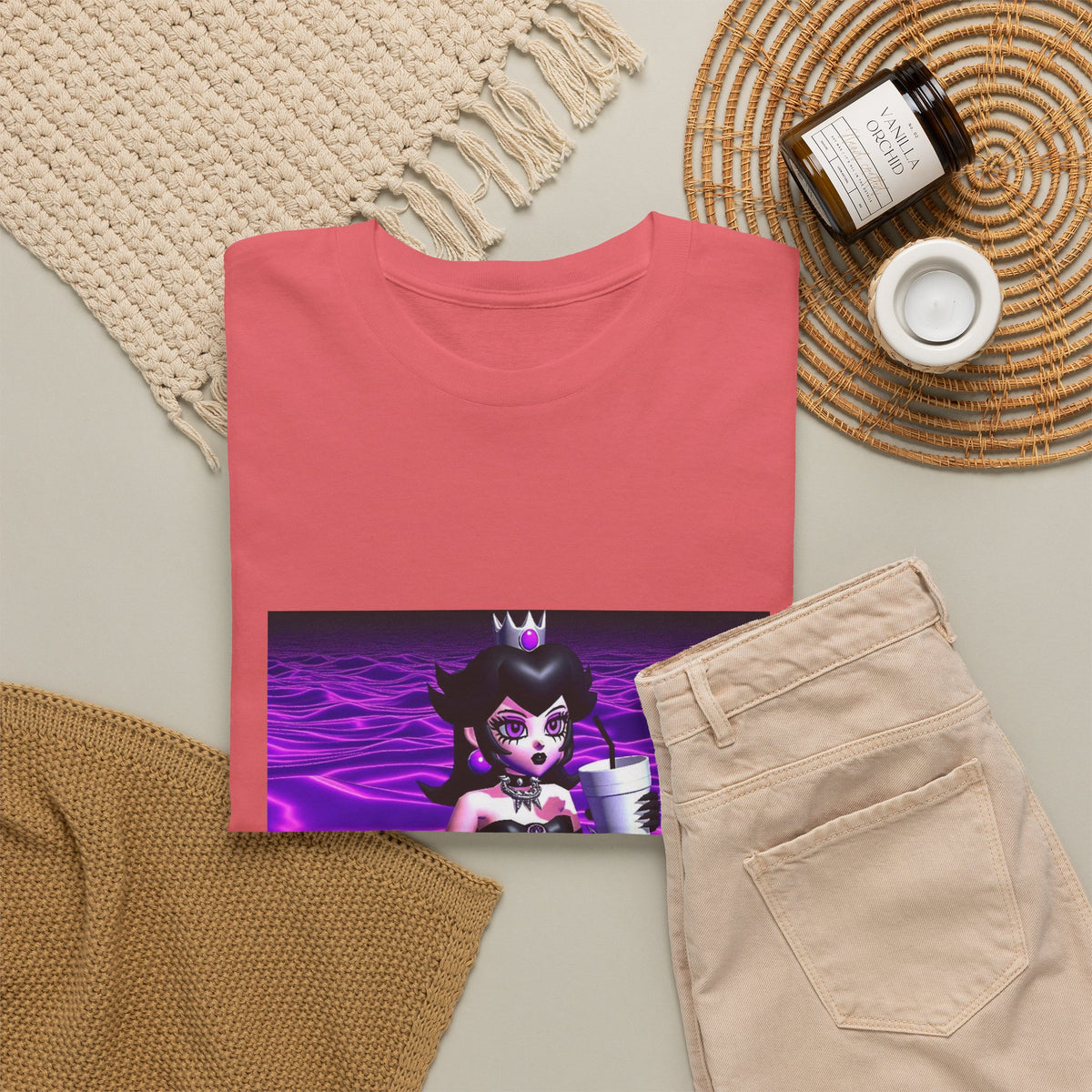 Goth Peach Wading In Purple Waves