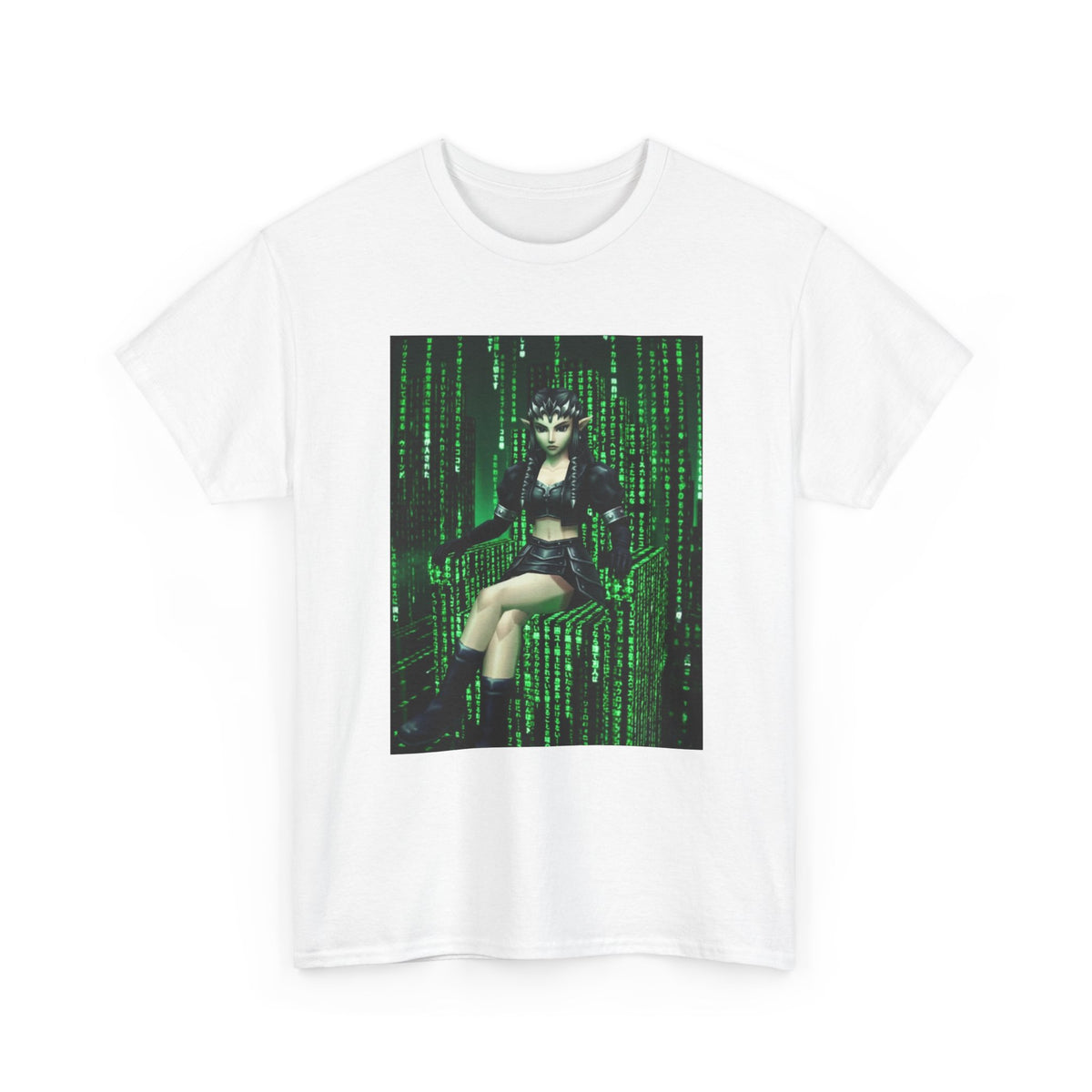 Cyberpunk Elf Queen In The Matrix City Tee
