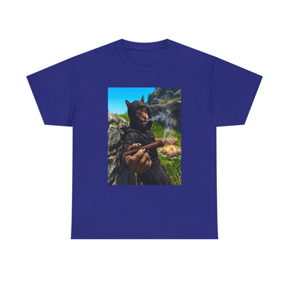 Khajiit Monk Smoking By Campfire Tee