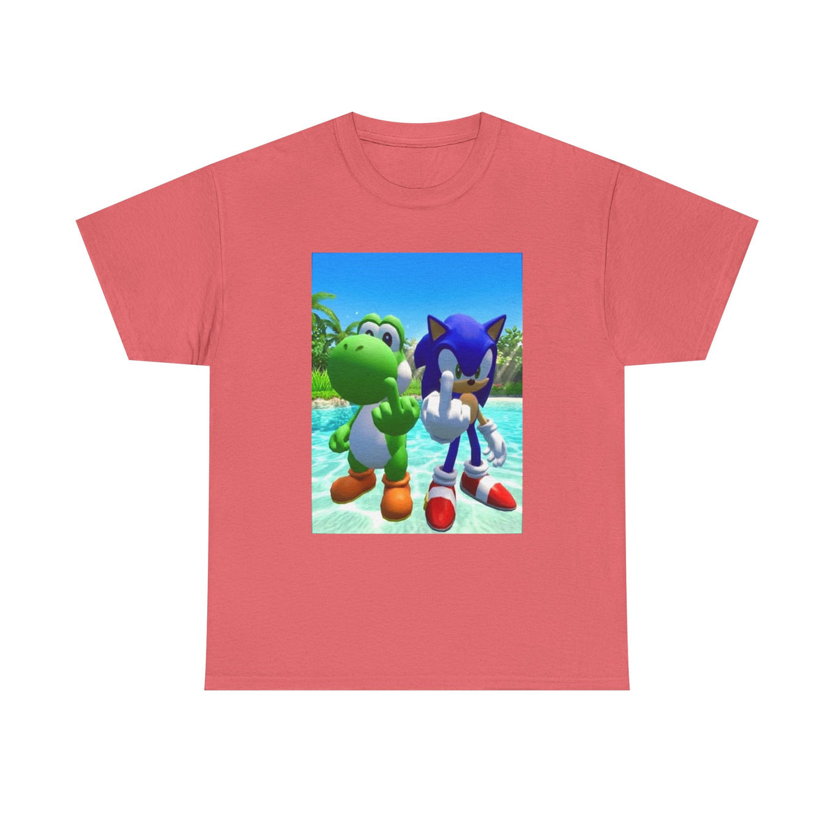 Yoshi And Sonic Flipping Off Tee