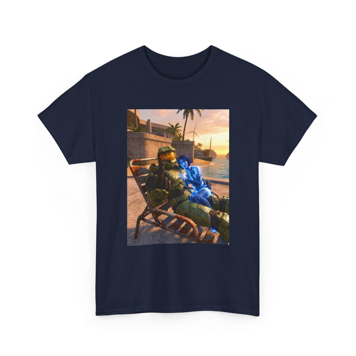Master Chief Chilling With Cortana Beachside