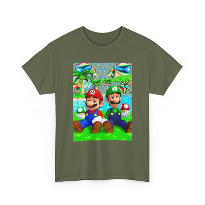 Mellow Mario And Luigi With Mushrooms Tee