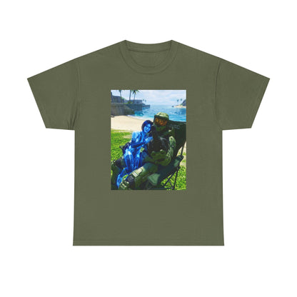 Master Chief And Cortana Beach Chill Tee