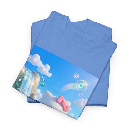 Kitty Flips The Bird In Dreamy Landscape Tee