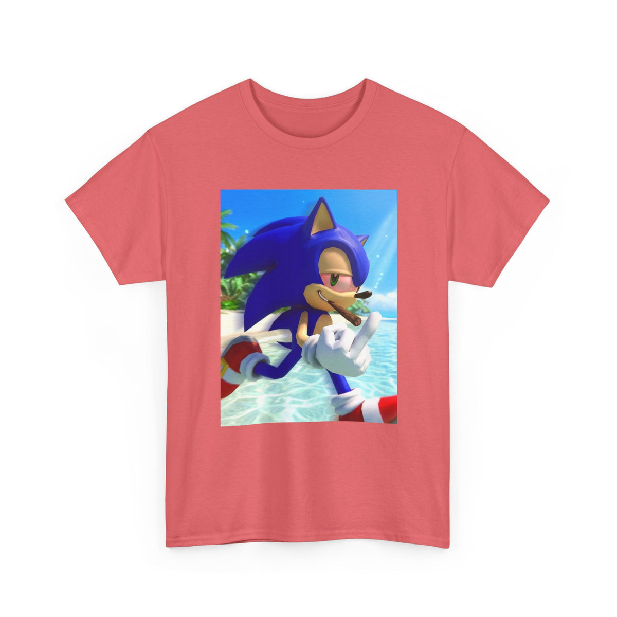 Sonic Smoking Blunt At Beach Tee