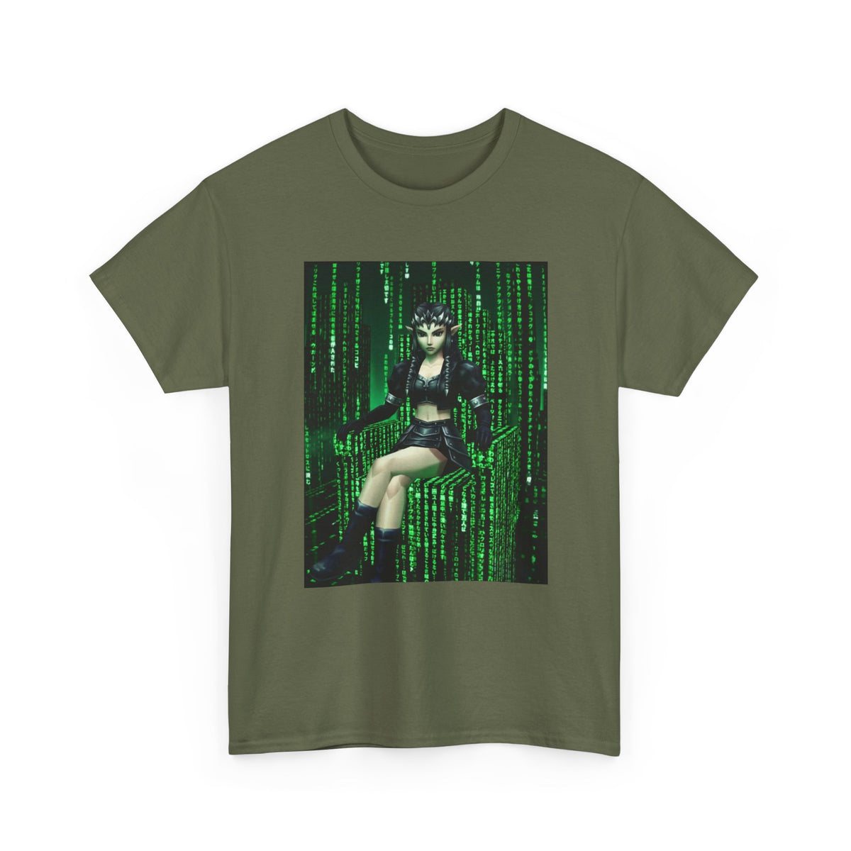 Cyberpunk Elf Queen In The Matrix City Tee