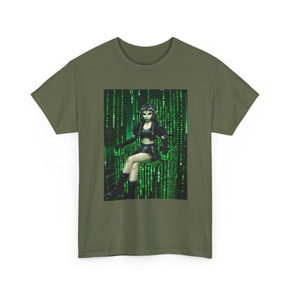 Cyberpunk Elf Queen In The Matrix City Tee