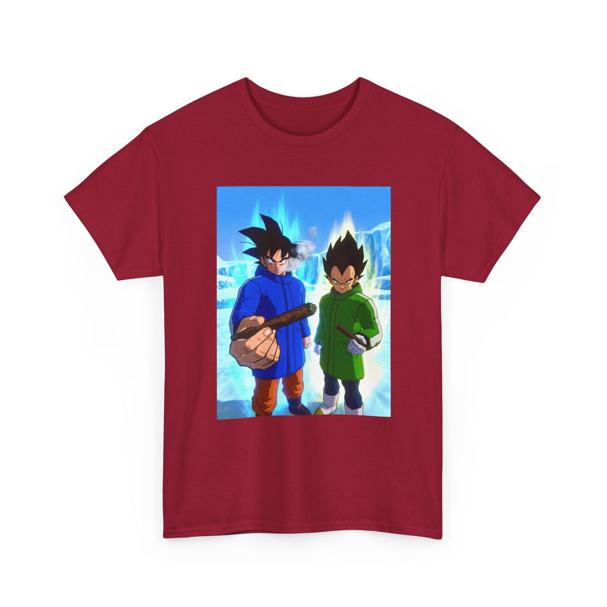Goku And Vegeta Smoking In Snowy Scene Tee