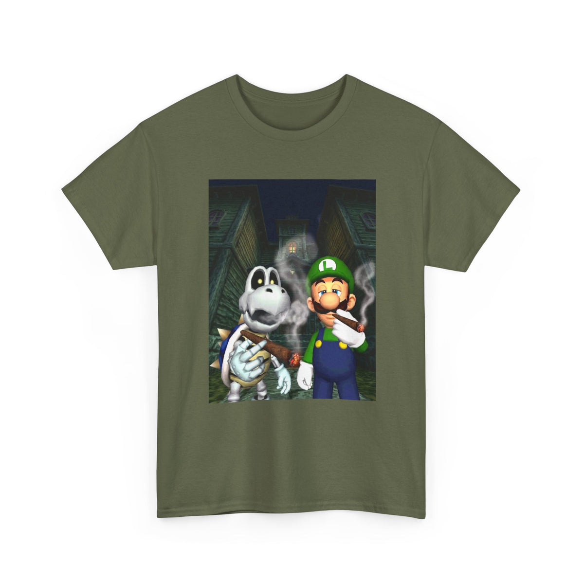 Luigi And Dry Bones Smoking In Spooky Mansion