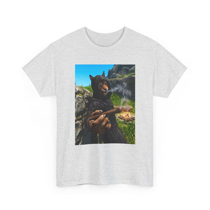 Khajiit Monk Smoking By Campfire Tee