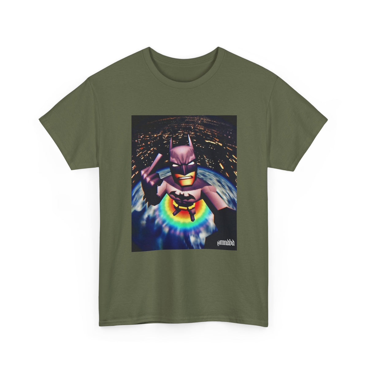 Pixel Batman Soaring Above Earth Tee