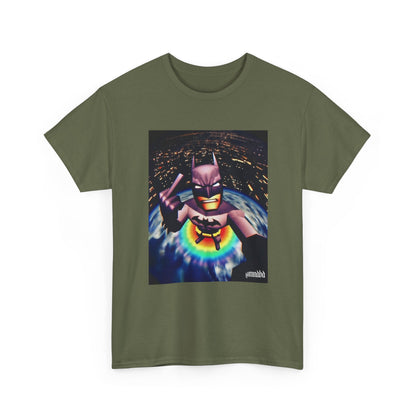 Pixel Batman Soaring Above Earth Tee