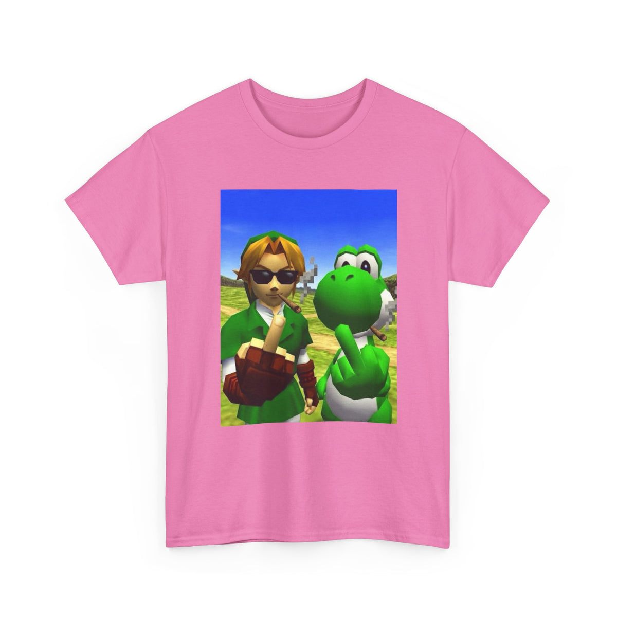 Link And Yoshi Flipping Off The World