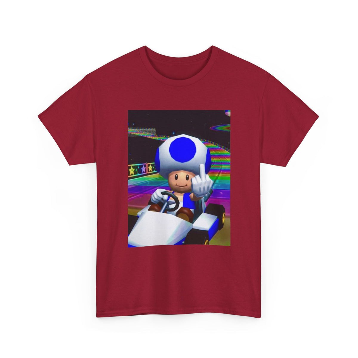 Blue Toad Flipping Off On Rainbow Road Tee