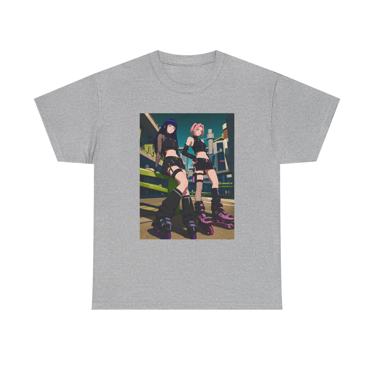 Anime Rollerblade Duo On City Street Tee