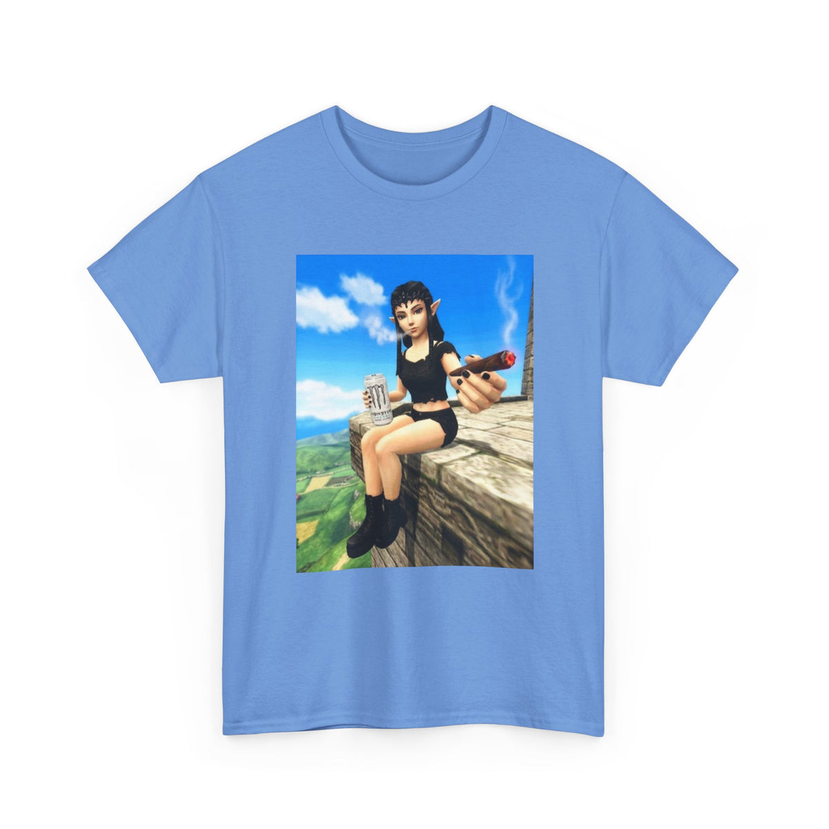 Elf Girl Smoking Cigar On Mountain Tee