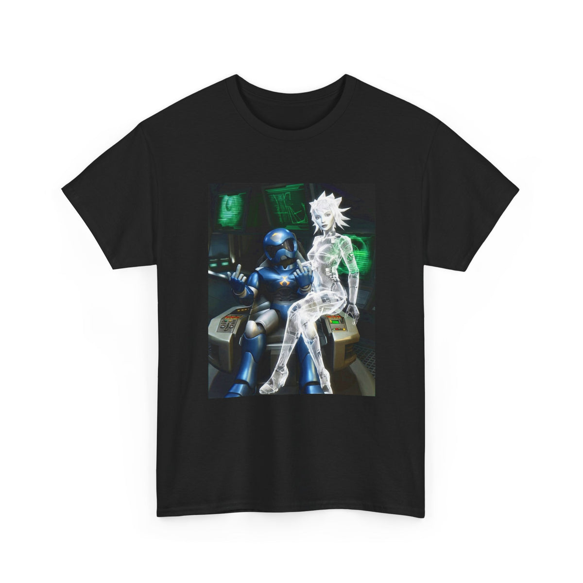 Cyborg & Hologram Flipping The Bird Tee