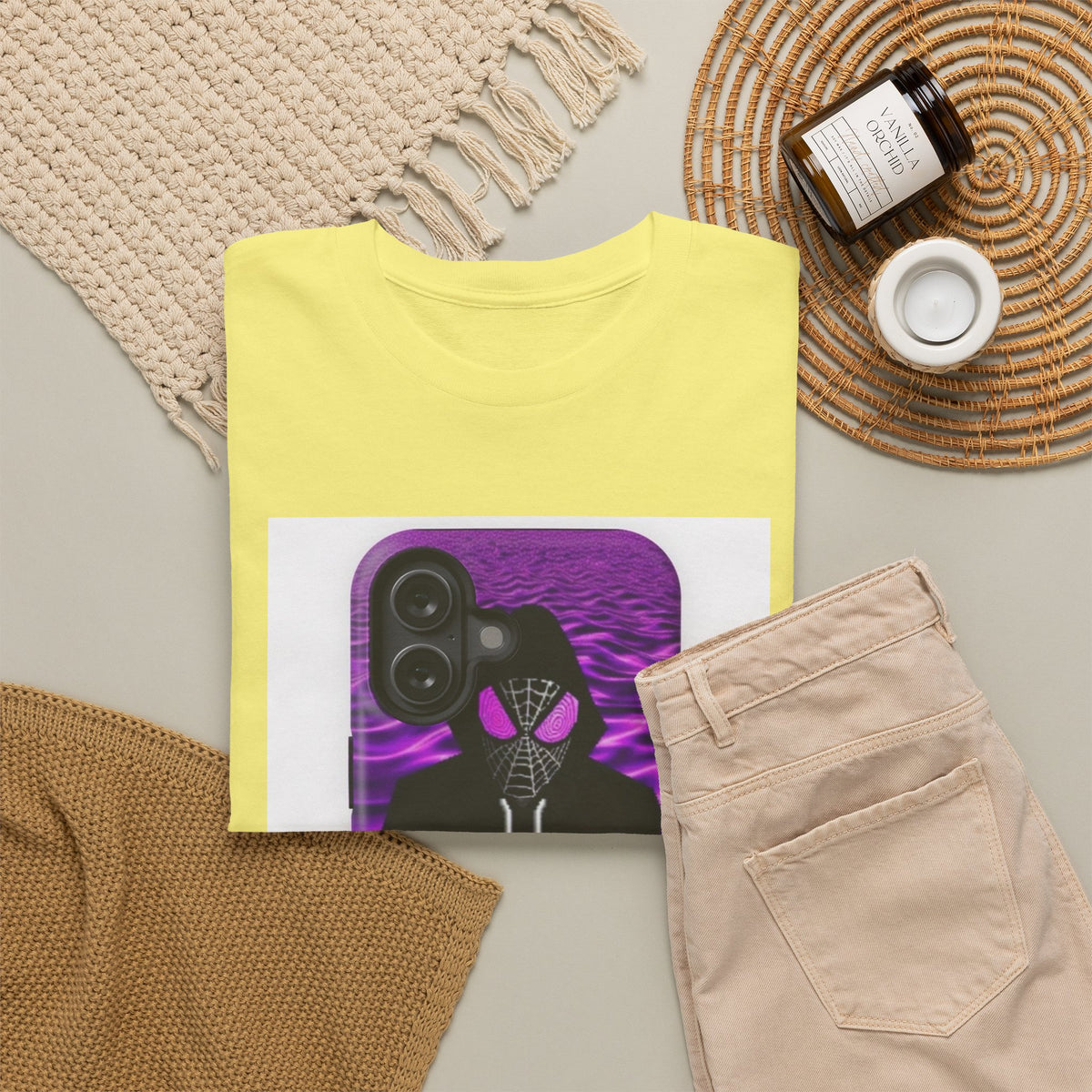 Pixelated Web-Slinger Holding Purple Drink Tee