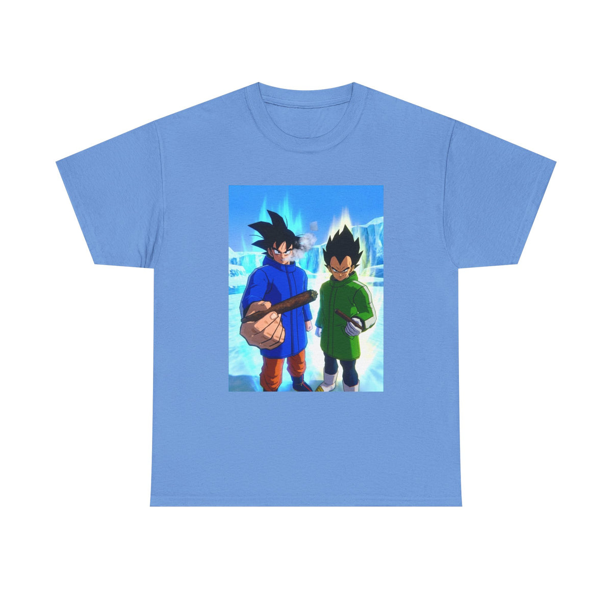 Goku And Vegeta Smoking In Snowy Scene Tee