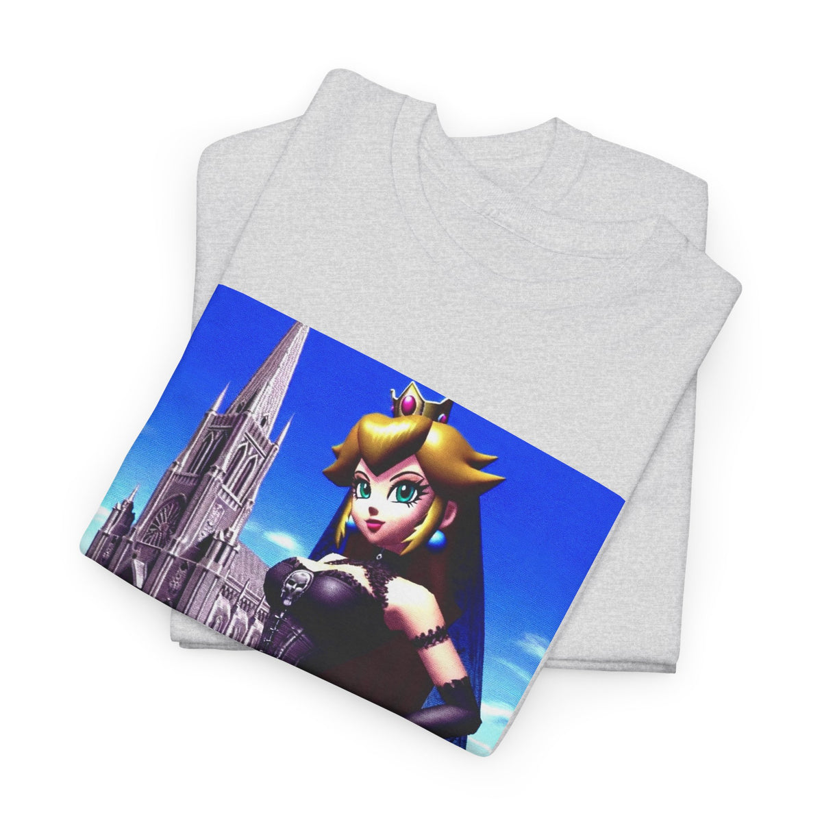 Gothic Princess Peach Posing Before Cathedral