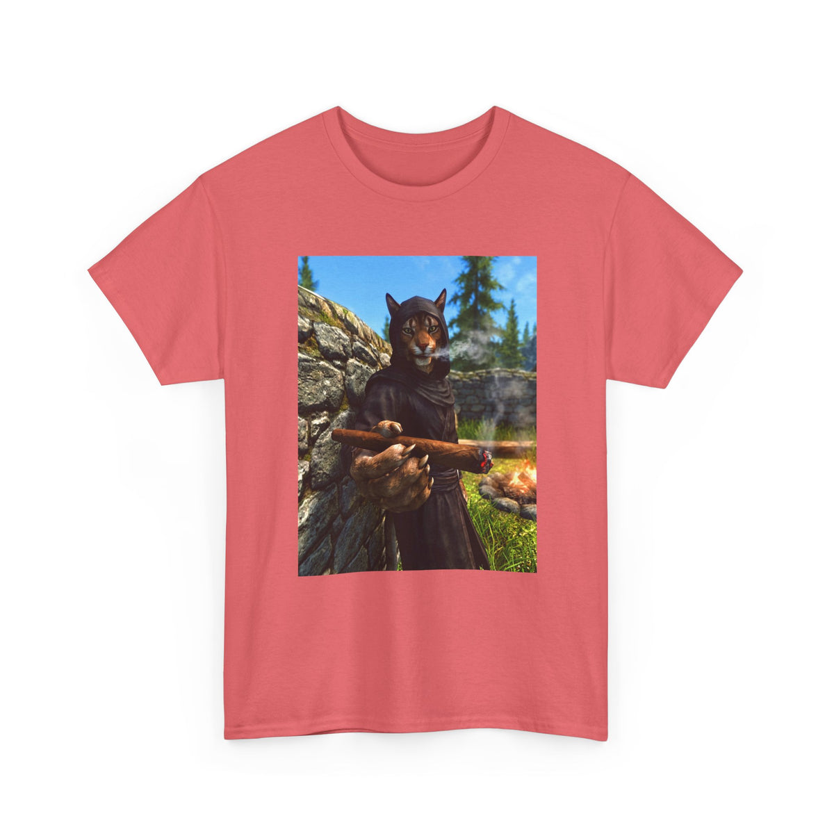 Khajiit Smoking Fat Cigar Campfire Tee
