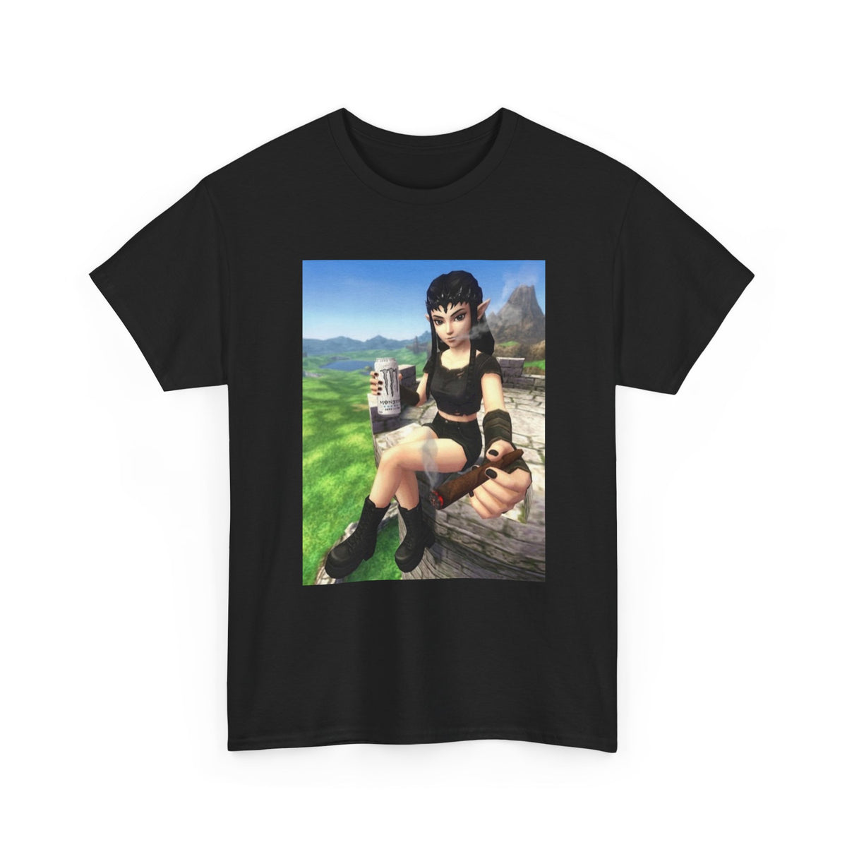 Edgy Elf Girl Smoking Blunt Tee
