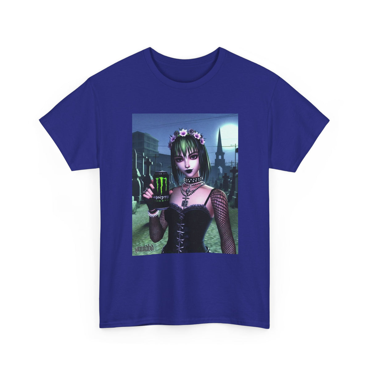 Goth Girl Holding Monster Energy In Cemetery