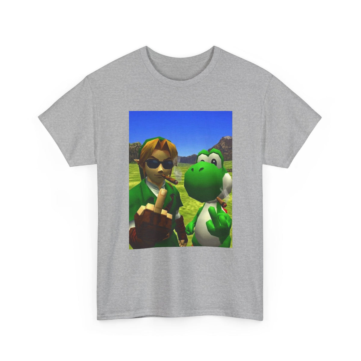 Link And Yoshi Smoking With Attitude Tee