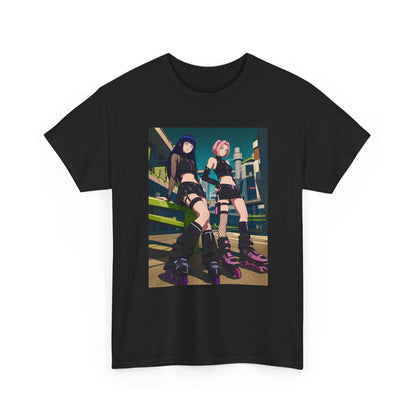 Anime Rollerblade Duo On City Street Tee