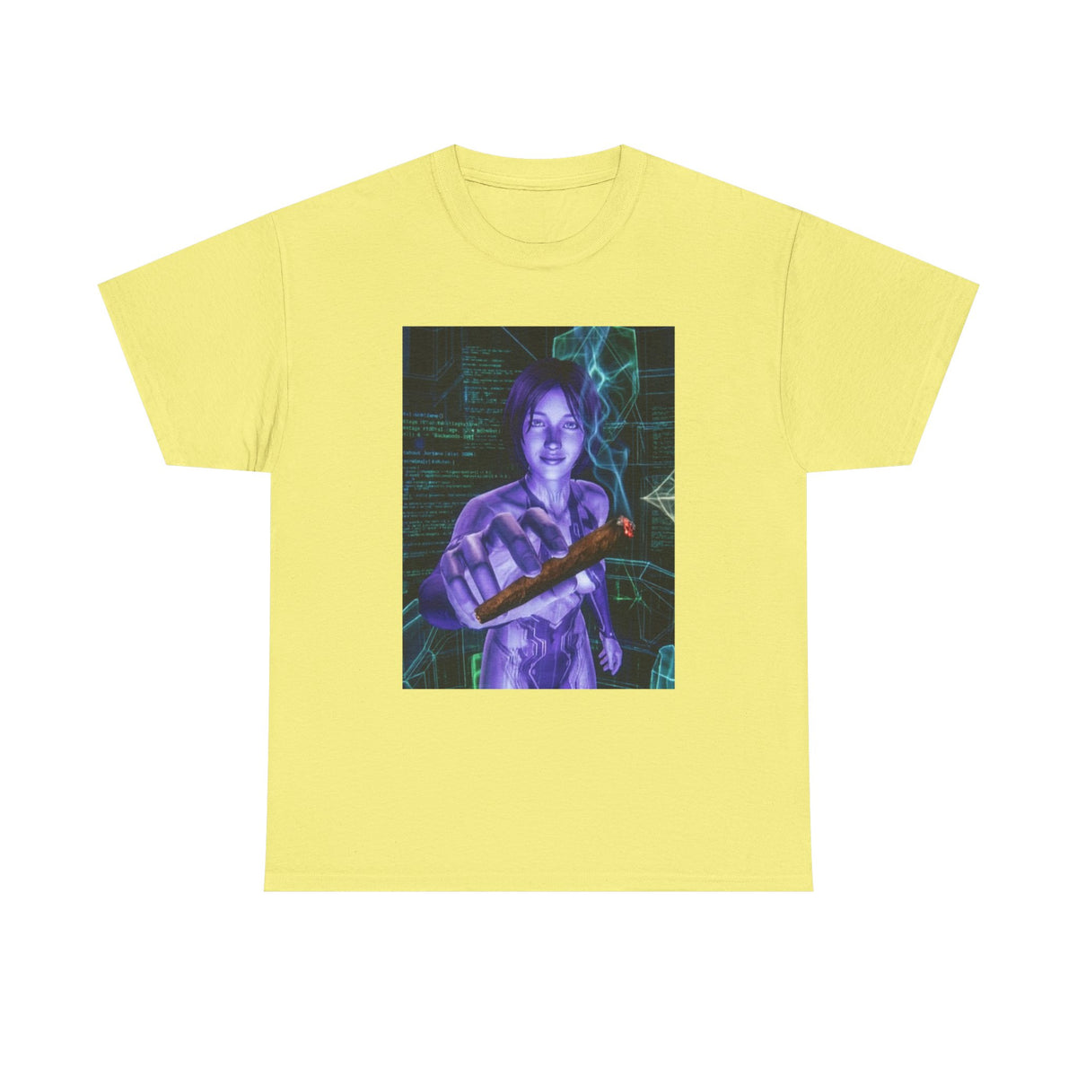 AI Cyber Girl Offering Blunt Tee