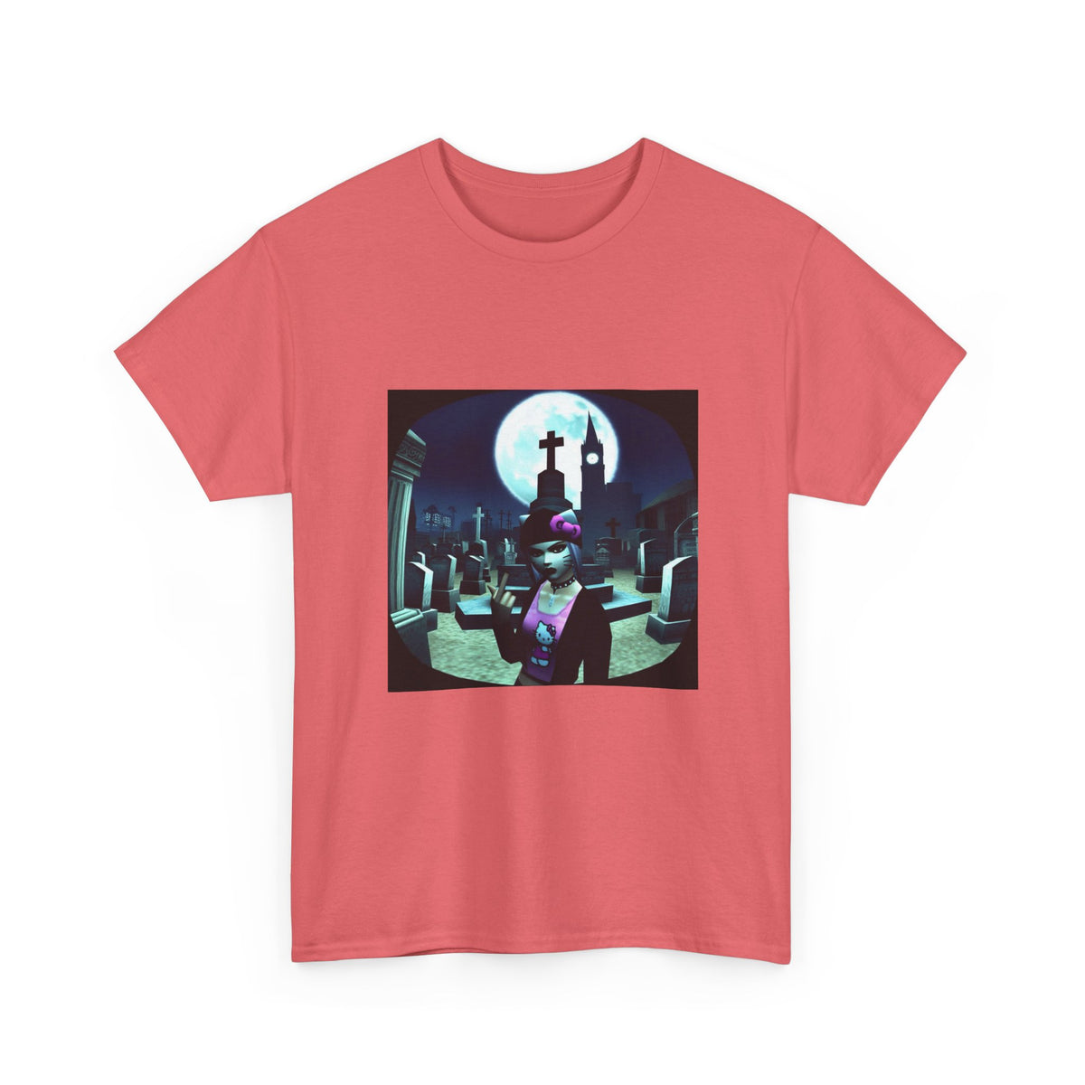 Gothic Hello Kitty Giving Finger Graveyard Tee