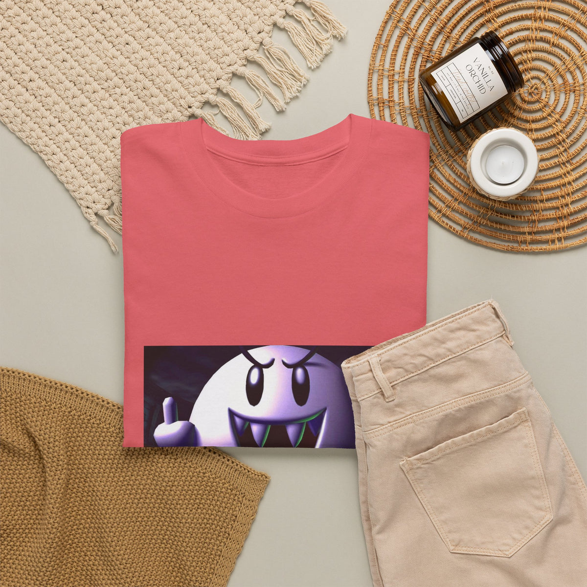 Edgy Ghost Flipping The Bird Tee