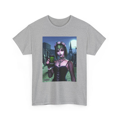 Goth Girl Holding Monster Energy In Cemetery