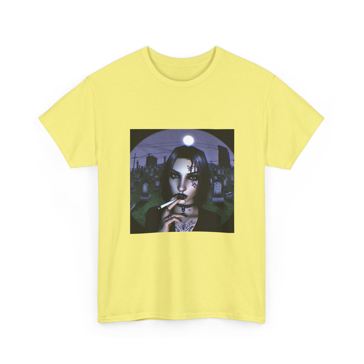 Goth Queen Smoking In Cemetery Moonlight Tee