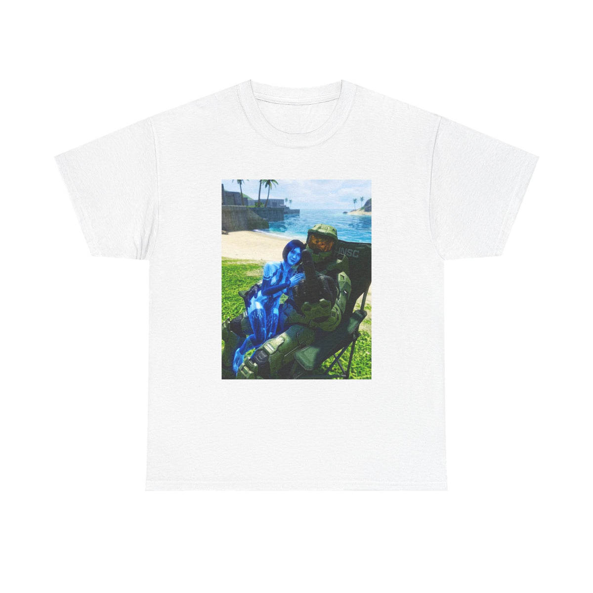 Master Chief And Cortana Beach Chill Tee