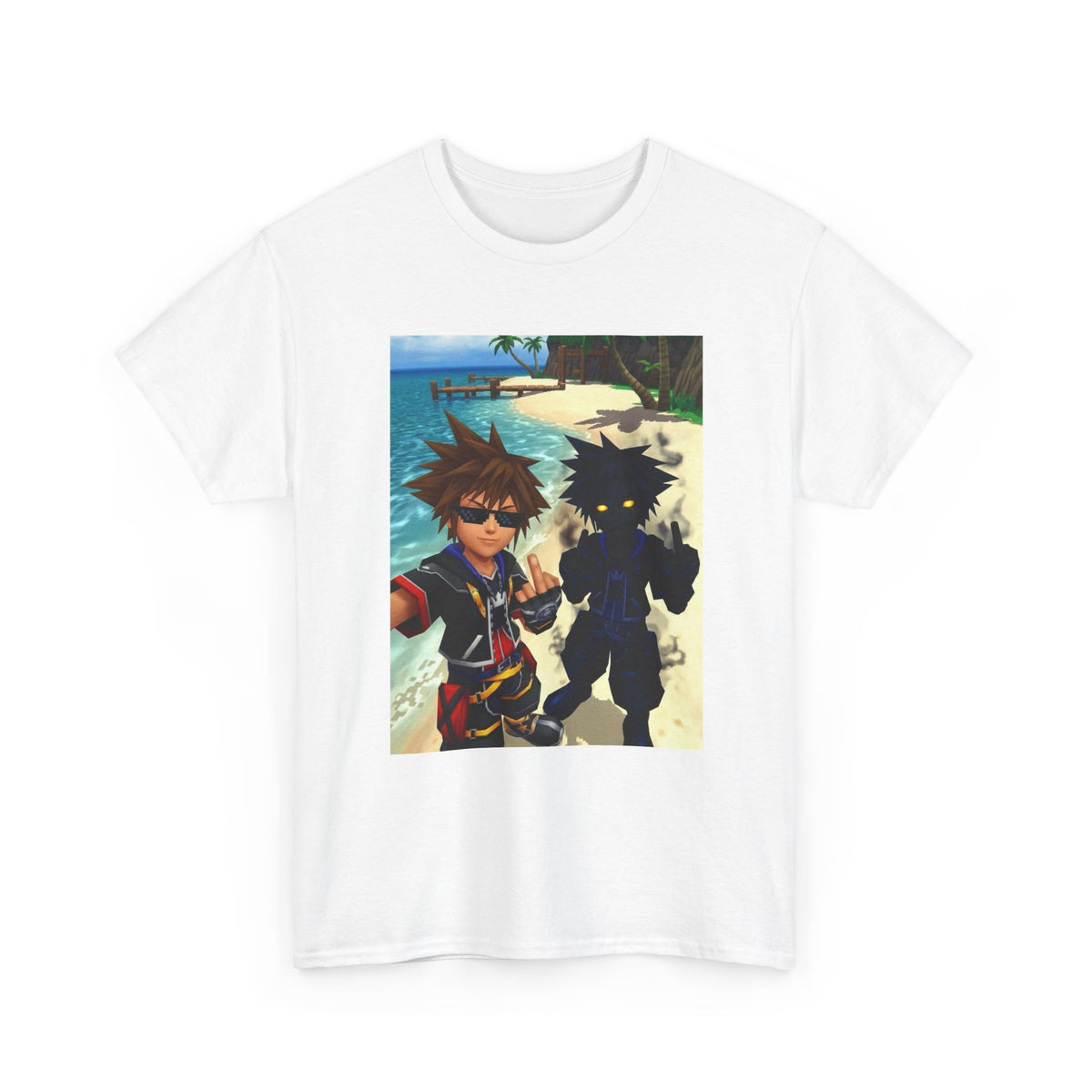 Sora And Dark Form Flipping Off At The Beach