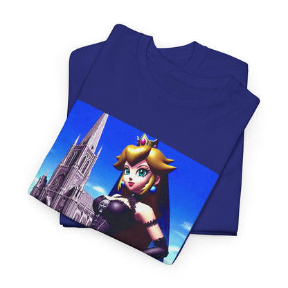 Gothic Princess Peach Posing Before Cathedral