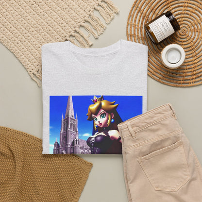 Gothic Princess Peach Posing Before Cathedral