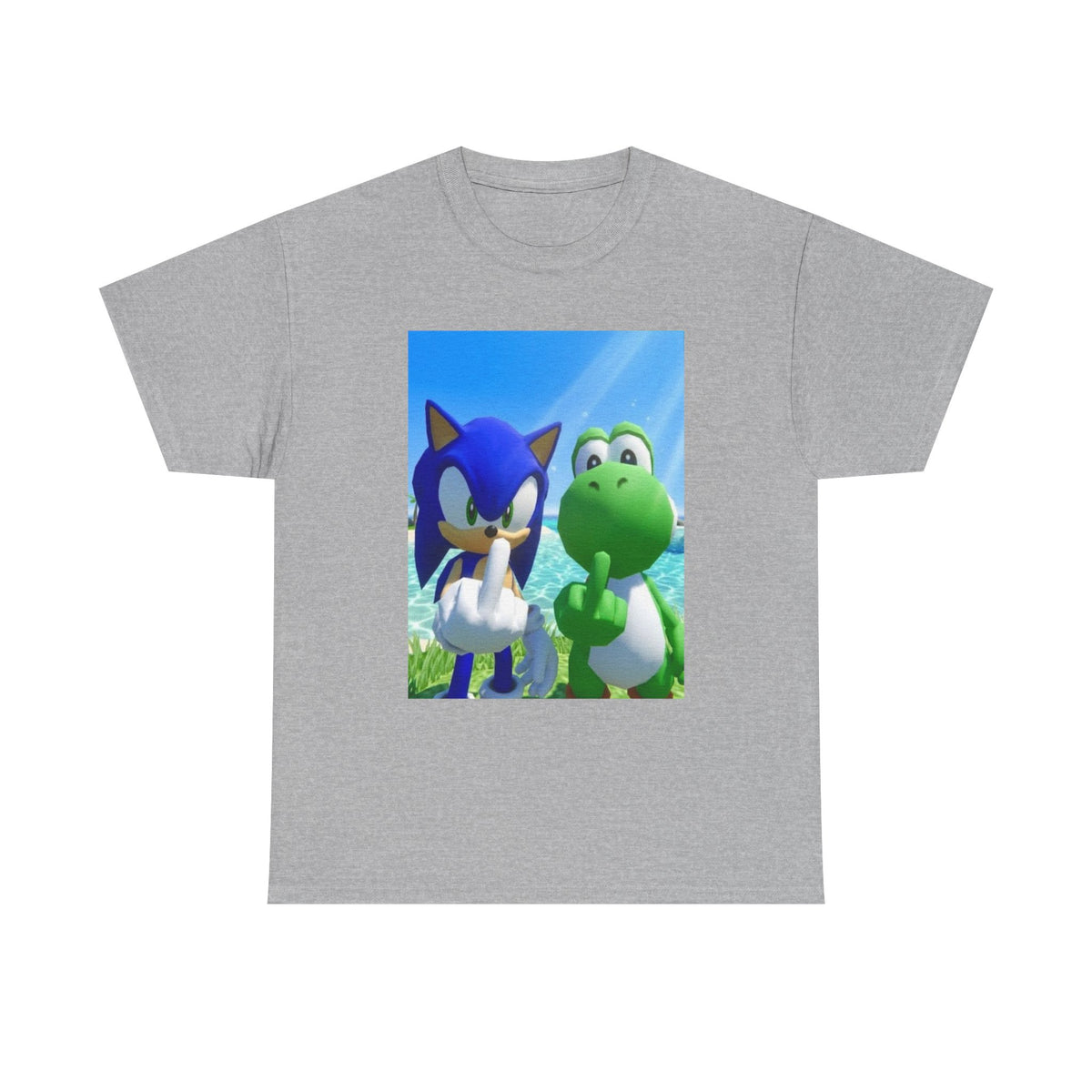 Sonic And Yoshi Flipping Off On The Beach