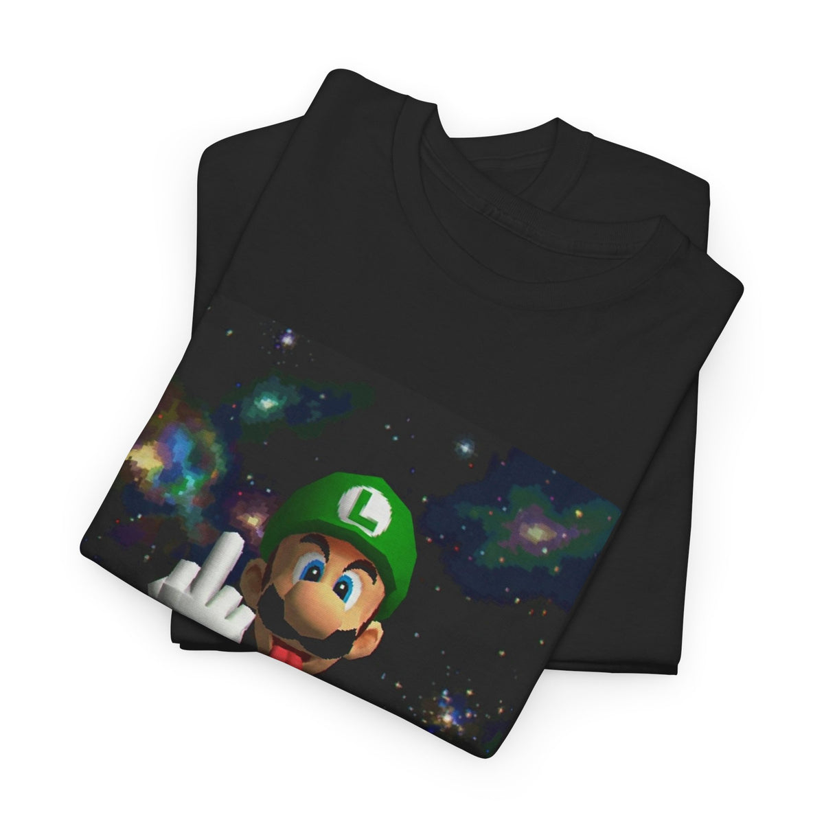 Luigi Flipping Off In Cosmic Vibe
