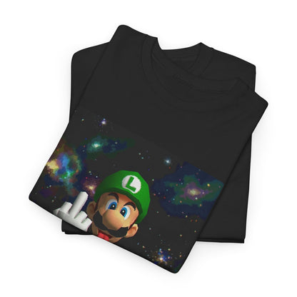 Luigi Flipping Off In Cosmic Vibe