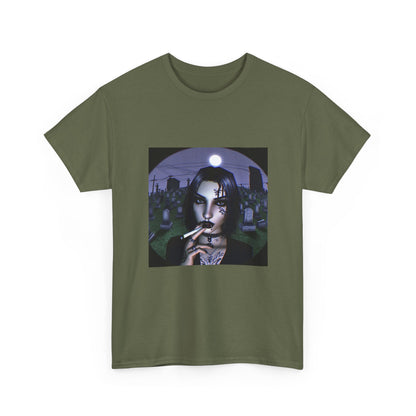Goth Queen Smoking In Cemetery Moonlight Tee