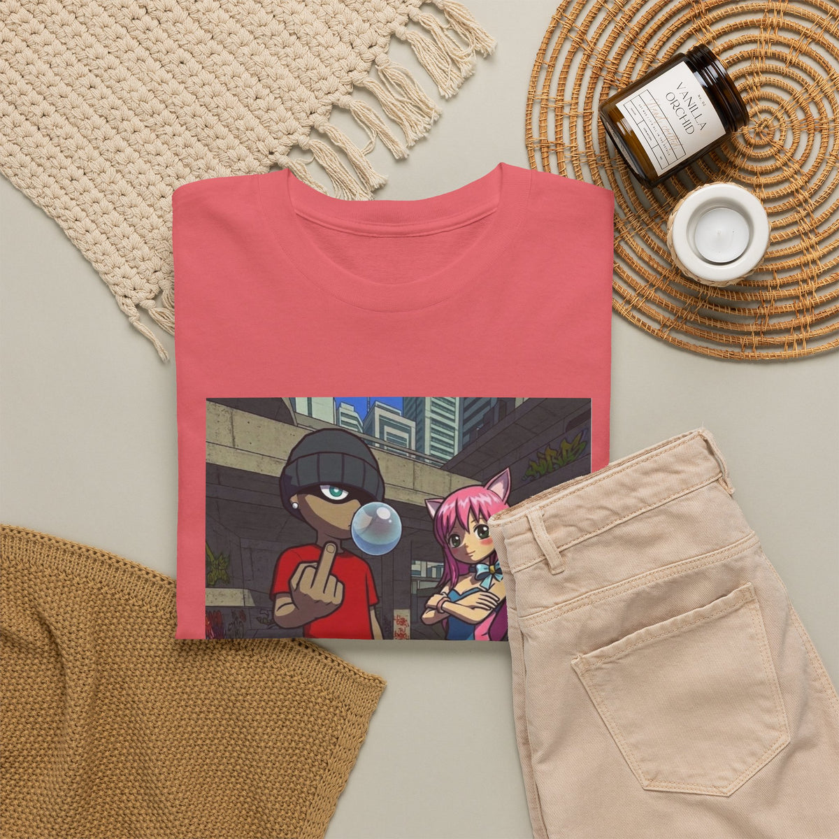 Skater Punk And Kitty Girl In Skater Park Tee